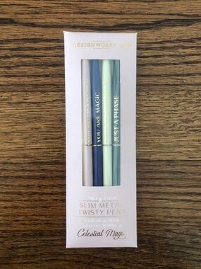 NWT Designworks Ink Slim Metal Twisty Pens, Set of 4, Celestial Magic